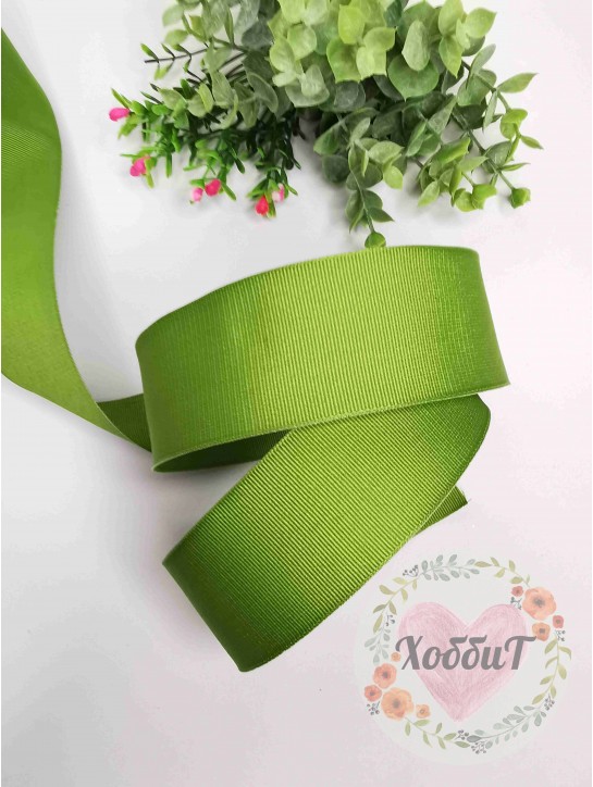 Лента репсовая с проволокой по краям 3,8см. (фисташковый), метр